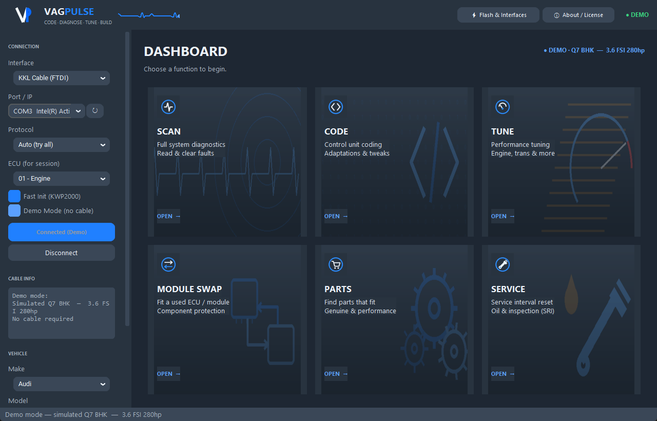 VAGPULSE dashboard