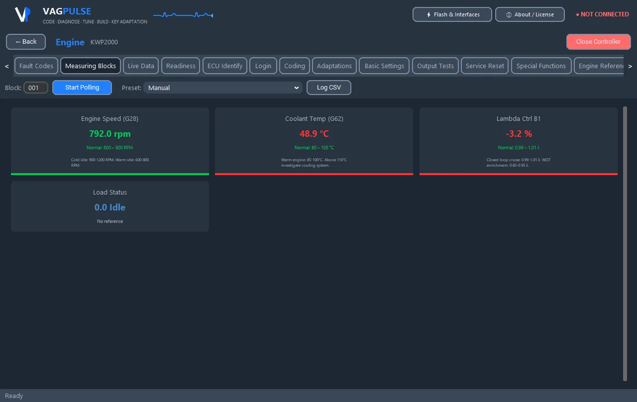 VAGPULSE auto-scan — full vehicle, multiple faults