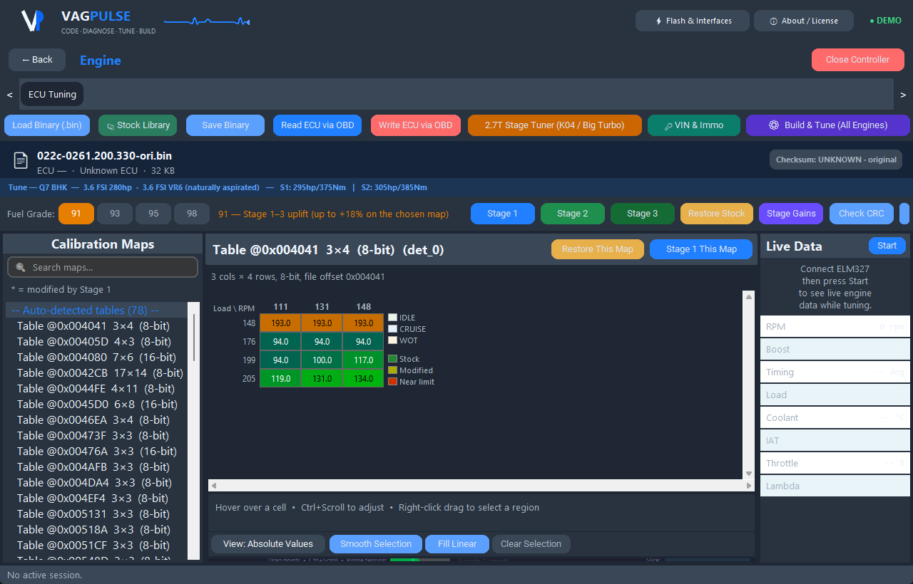VAGPULSE ECU tuning map editor